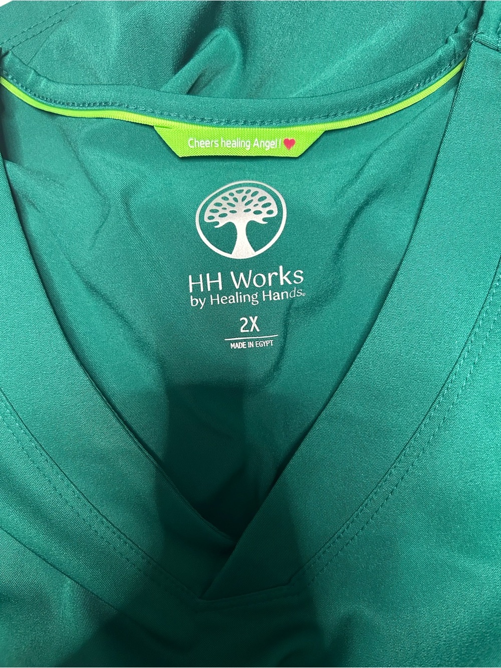 HH Works Hunter Green V-Neck Scrub Top - 2X